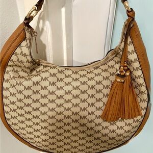 Michael Kors Tan and Cream Hobo Bag